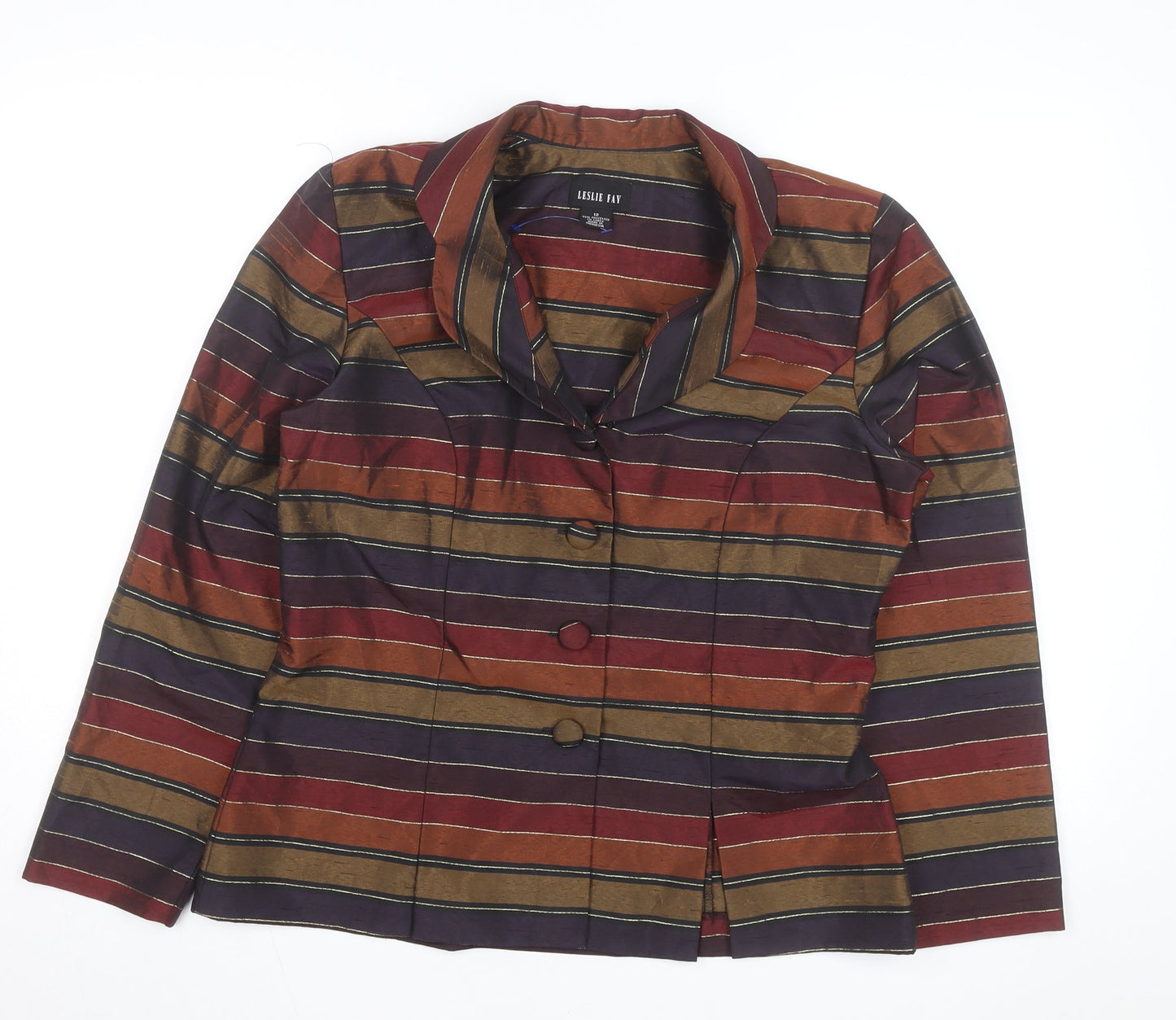 Leslie Fay Women's Multicoloured Striped Blazer Size 12 Classic Style