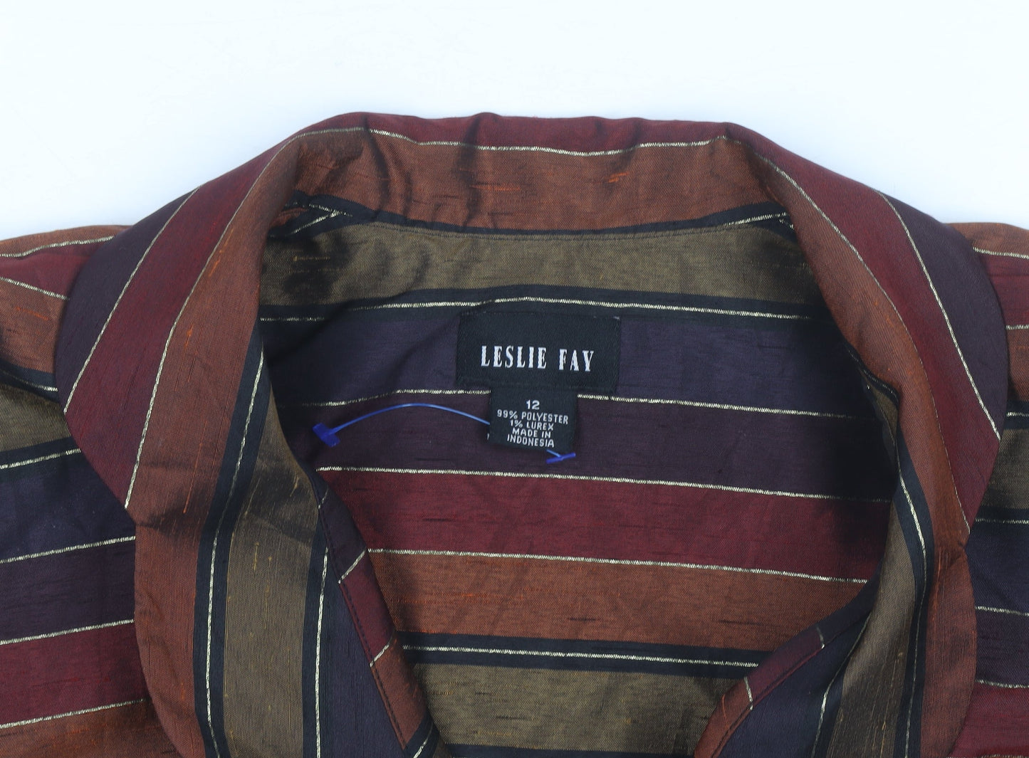 Leslie Fay Women's Multicoloured Striped Blazer Size 12 Classic Style