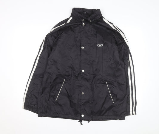 ADDAX Men's Black L Windbreaker Jacket with White Stripes