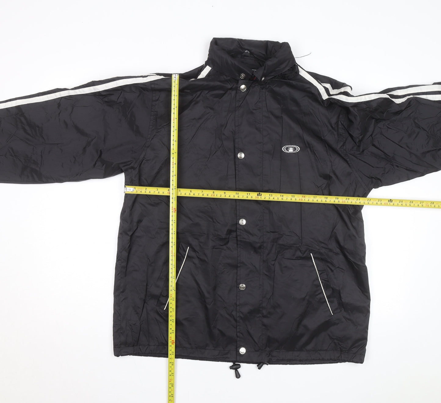 ADDAX Men's Black L Windbreaker Jacket with White Stripes