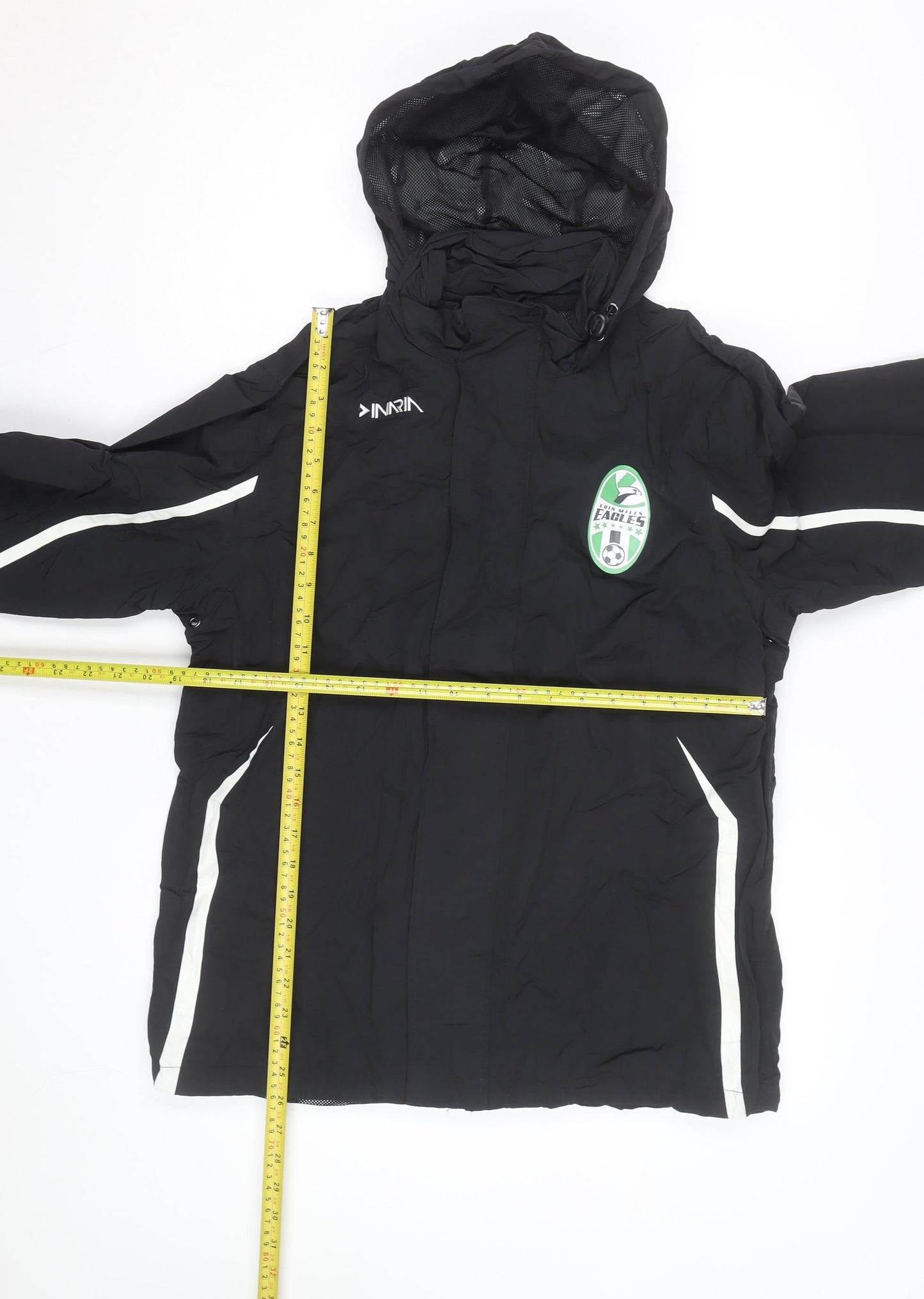 Inaria Men’s Black Hooded Windbreaker Jacket Size S Sports Style