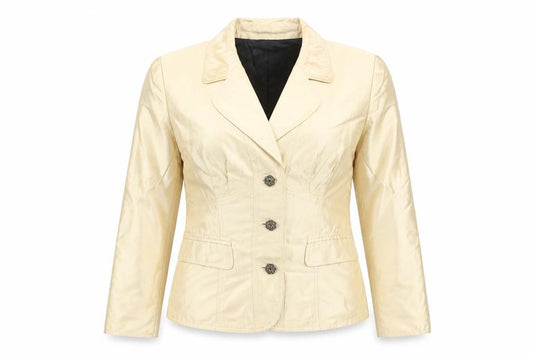 Kay Unger Women's Beige Blazer Jacket Size 10 Classic Satin Style