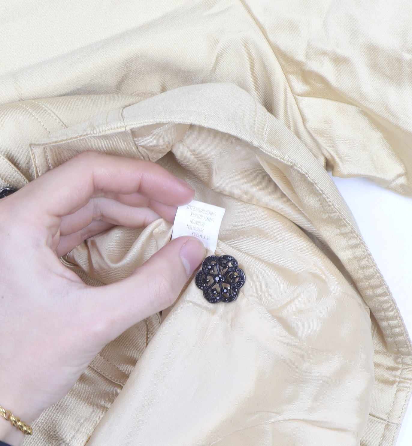 Kay Unger Women's Beige Blazer Jacket Size 10 Classic Satin Style