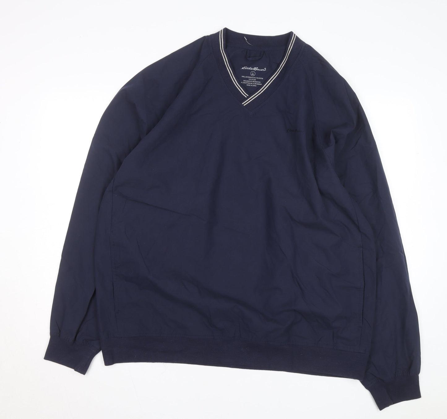 Eddie Bauer Men's Blue V-Neck Pullover Sweatshirt Size L Tall