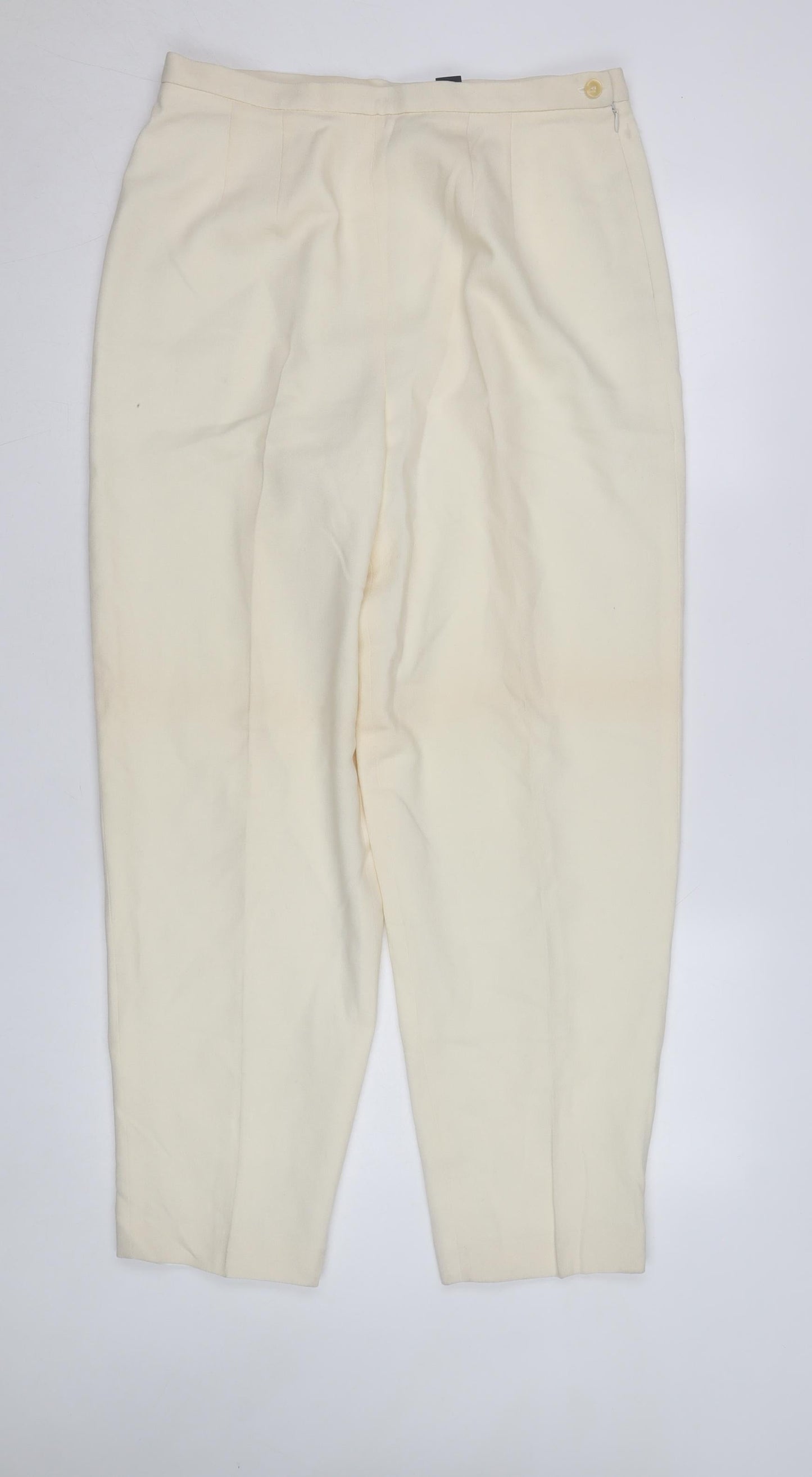 Andrea Viccaro Women’s Ivory High Rise Pleated Tapered Trousers Size 12