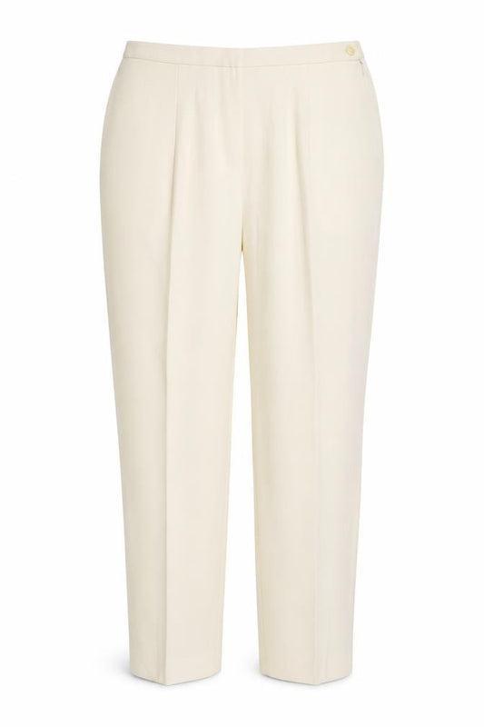 Andrea Viccaro Women’s Ivory High Rise Pleated Tapered Trousers Size 12