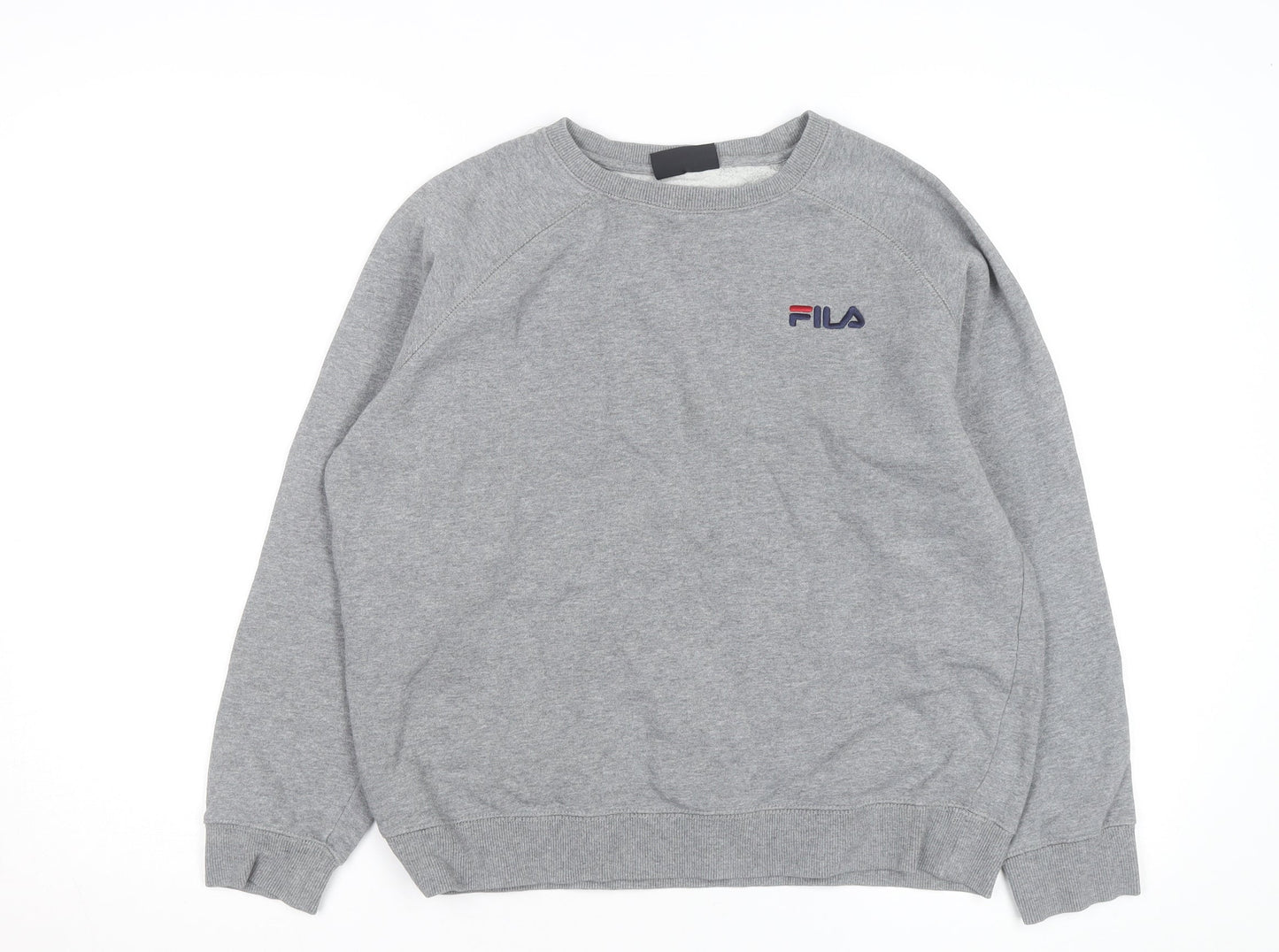 FILA Men's Grey Pullover Sweatshirt Medium Crew Neck Embroidered Logo