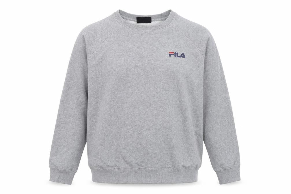 Fila Men's Grey Pullover Sweatshirt Medium Crew Neck Embroidered Logo