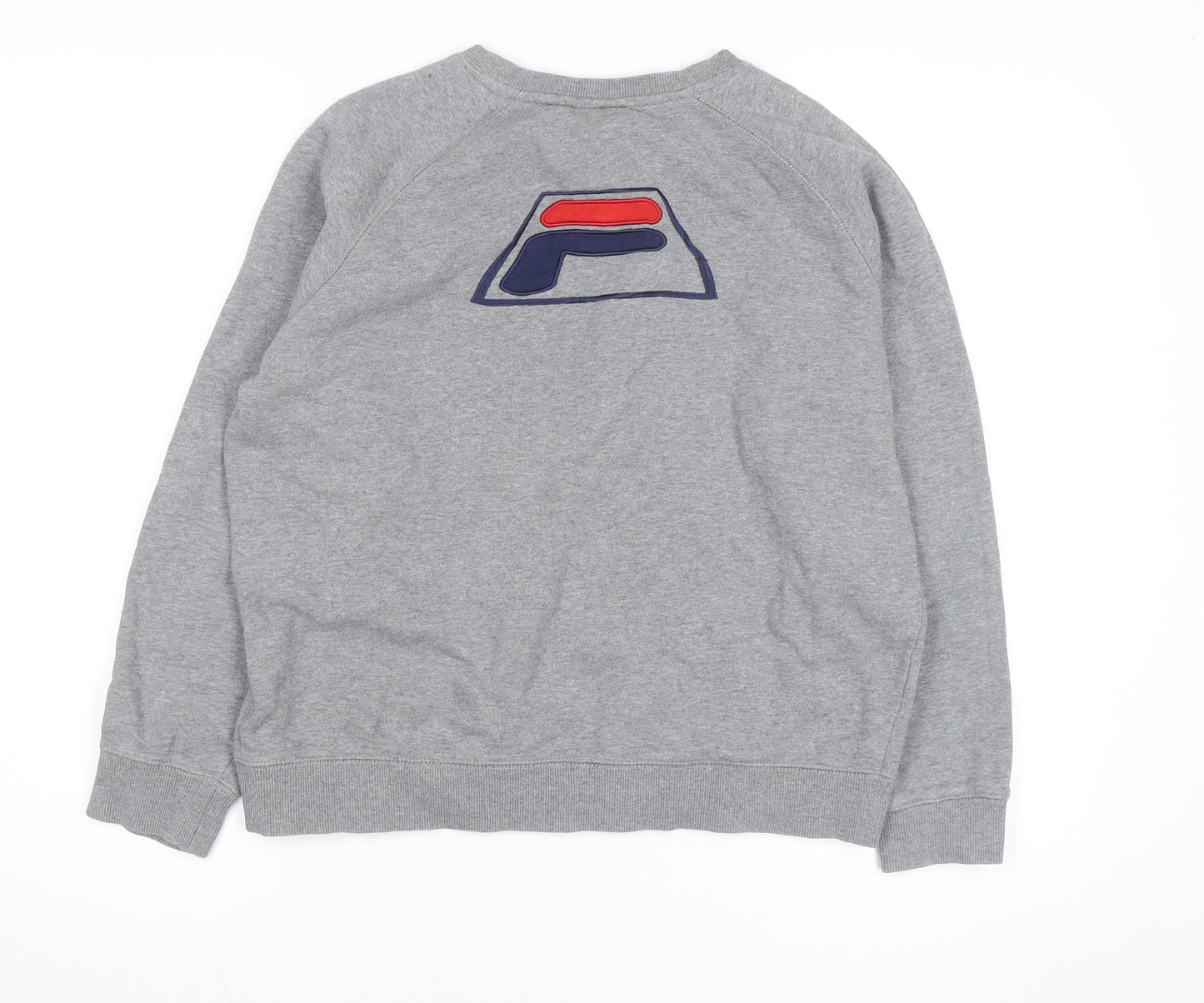 FILA Men's Grey Pullover Sweatshirt Medium Crew Neck Embroidered Logo