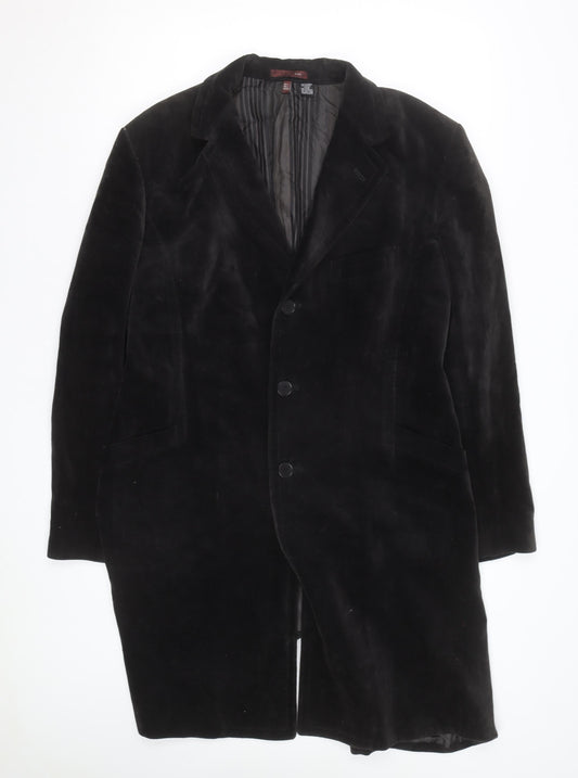 Zara Men Black Velvet Overcoat L Long Formal Jacket