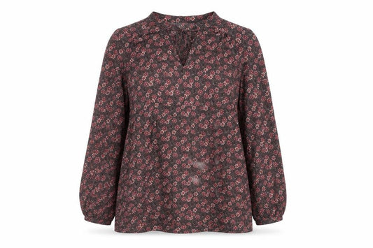Oasis Women Brown Floral Long Sleeve Tunic Blouse Size 10
