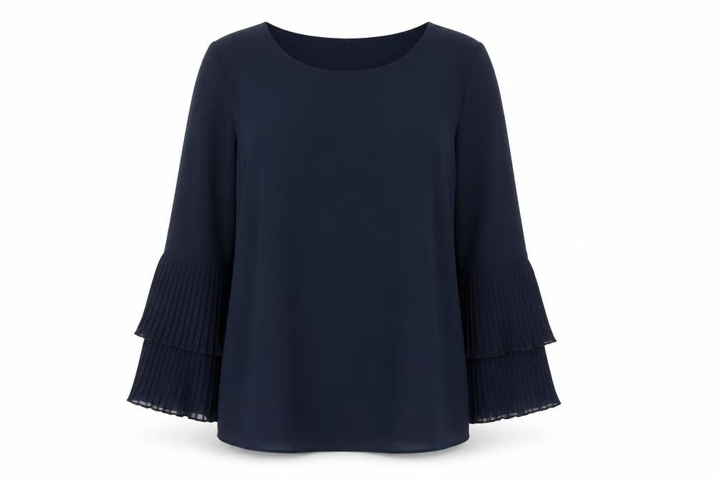 Apricot Women's Blue Pleated Long Sleeve Tunic Blouse Size 10