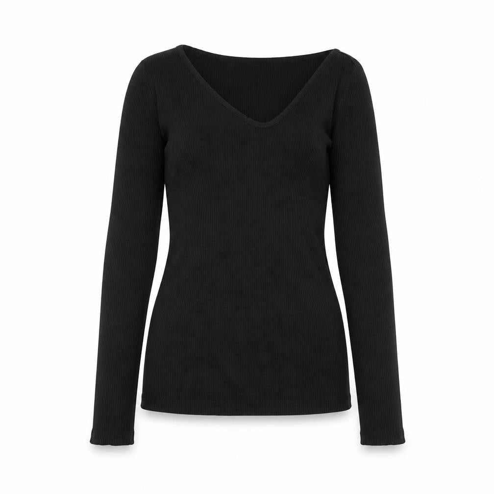 InWear Women's Black V-Neck Slim Fit Long Sleeve Jumper M