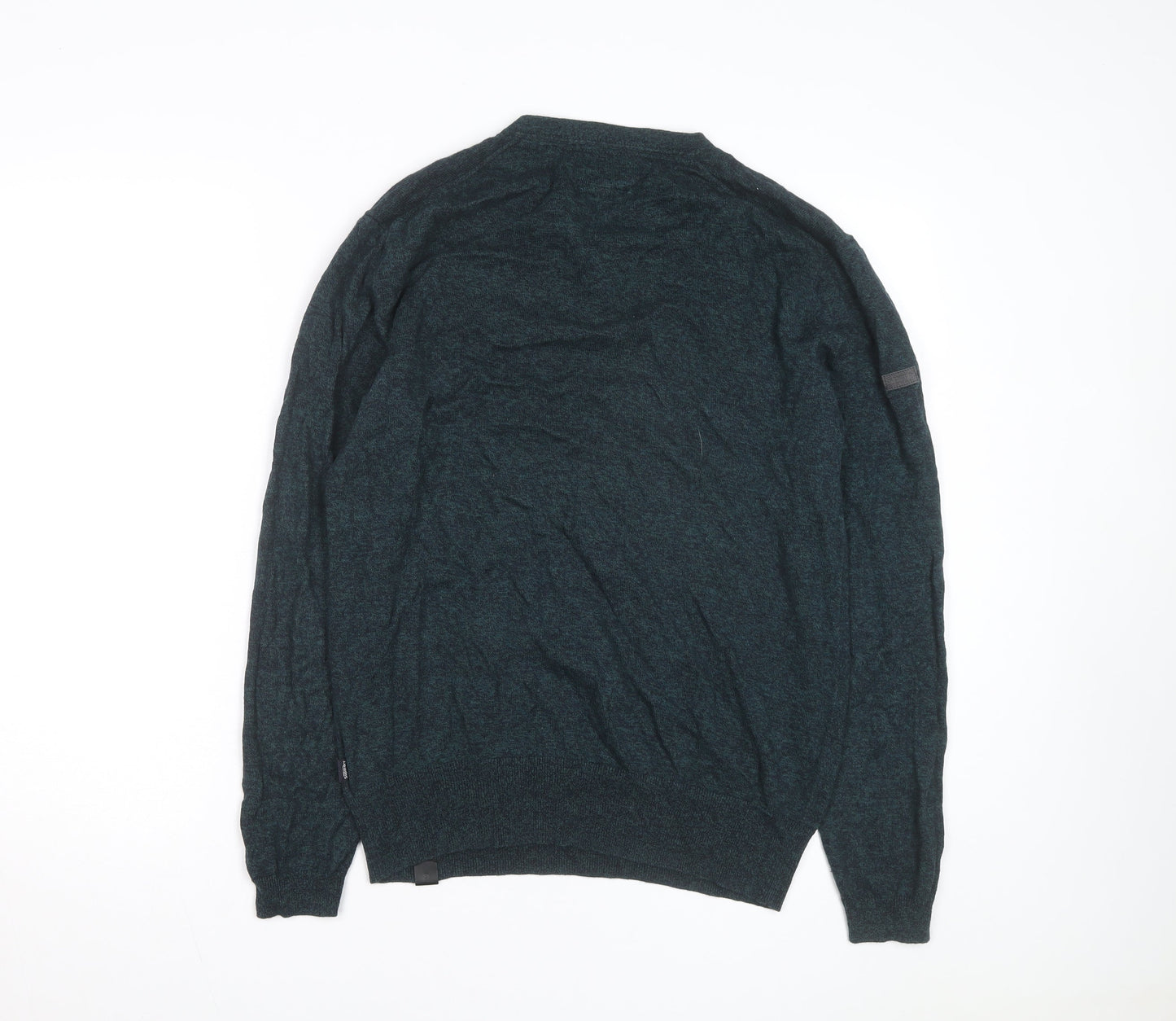 Superdry Mens Green Henley Knit Jumper Size L Long Sleeve Casual