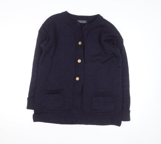Woolovers Men's Blue Wool Long Sleeve Cardigan Size L