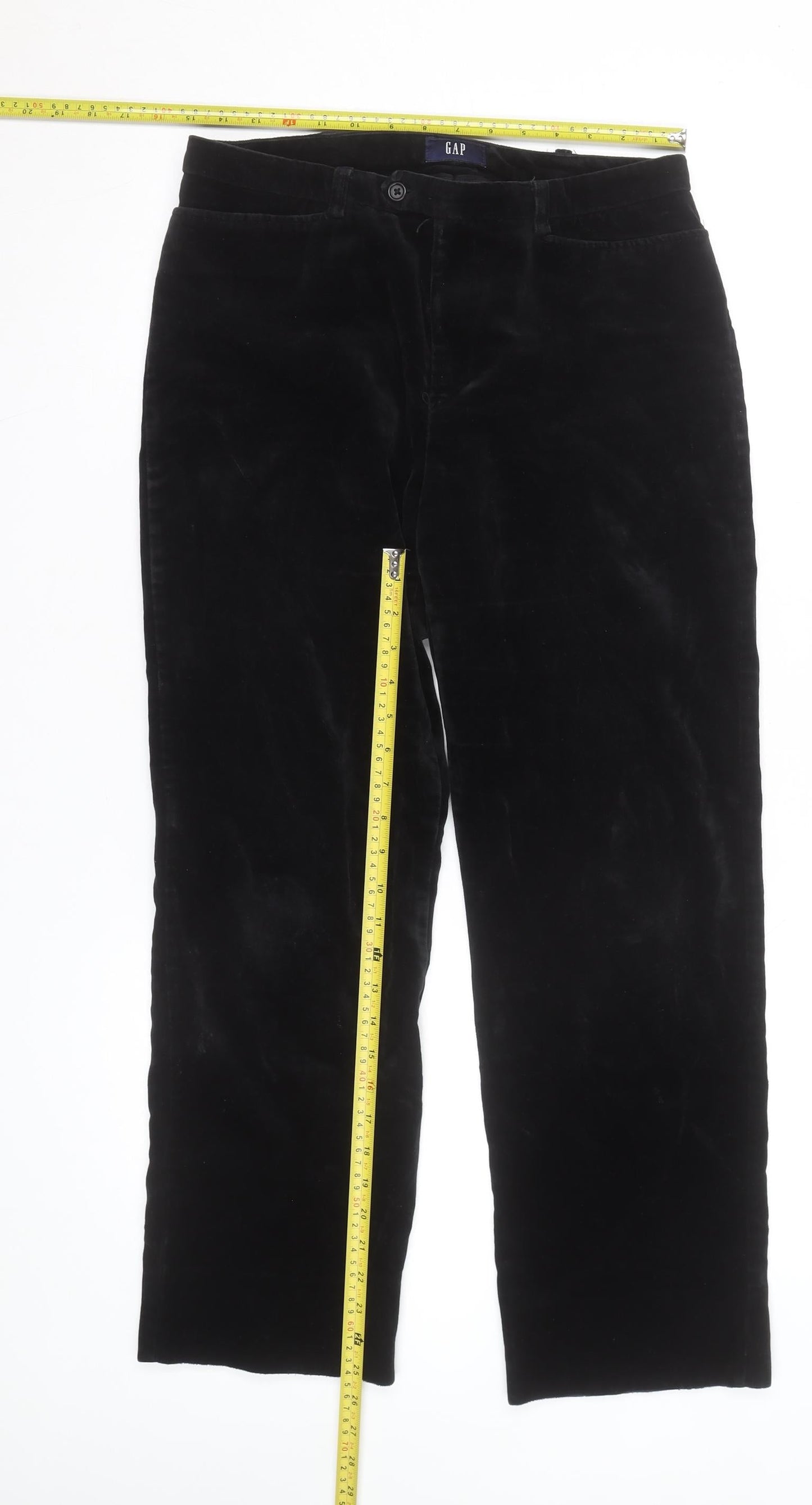 GAP Women’s Black Cotton Velvet Straight Leg Trousers Size 8