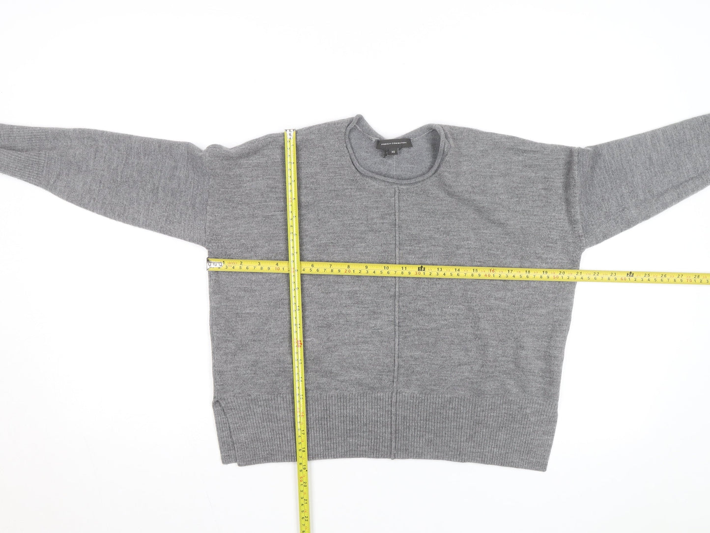 French Connection Men's Grey Wool Blend Crew Neck Jumper XS