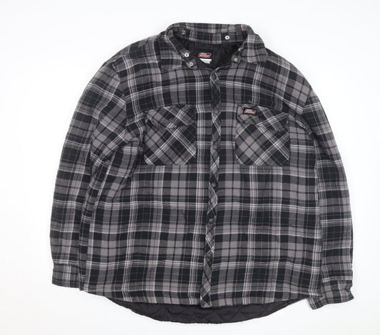 Dickies Men's Grey Check Quilted Flannel Jacket L Regular Fit