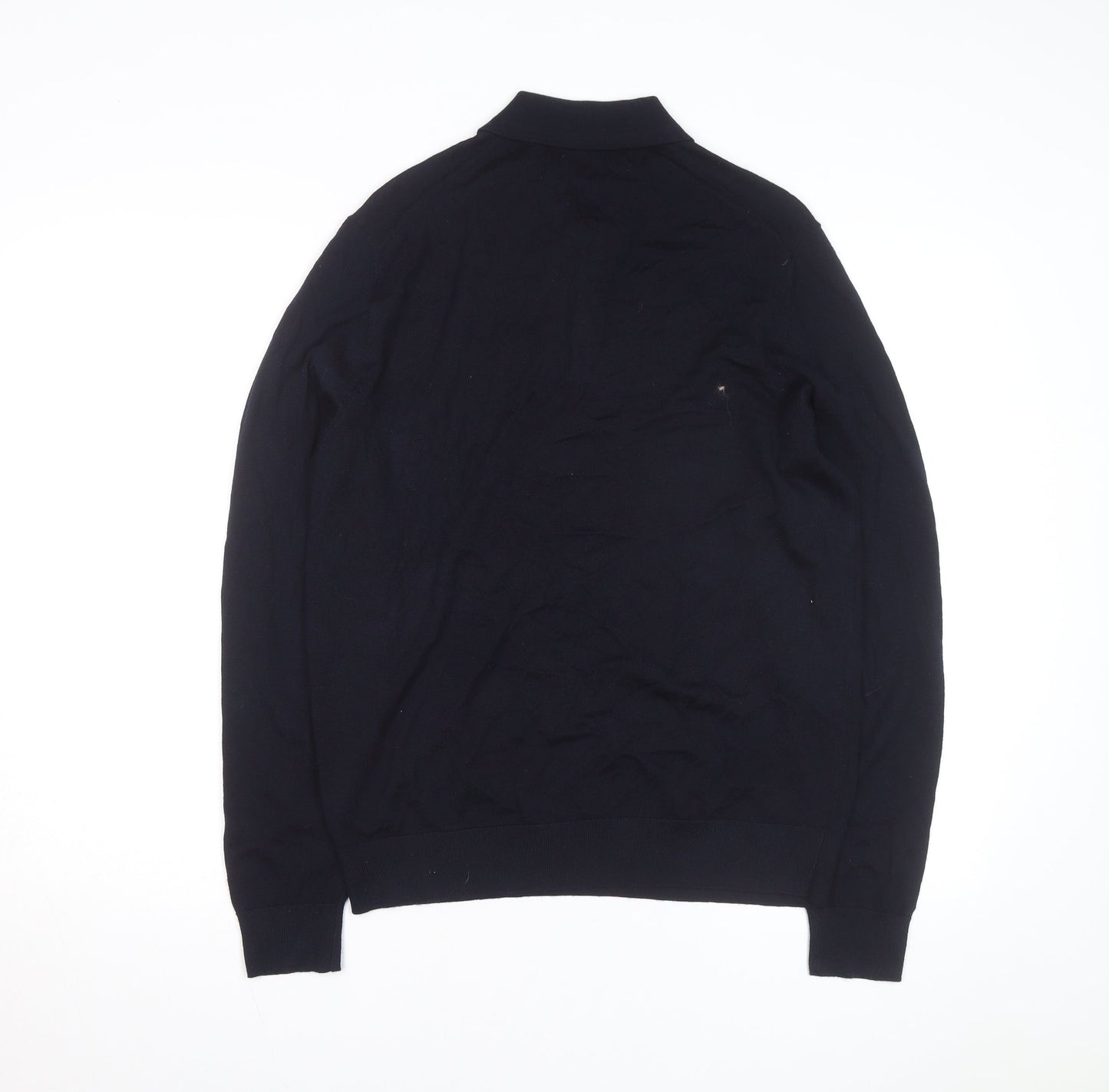 Marks and Spencer Autograph Men's Black Merino Wool Long Sleeve Collared Polo M