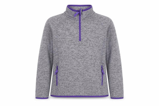 Crane Women's Grey Purple 1/4 Zip Fleece Sweatshirt Size 12-14