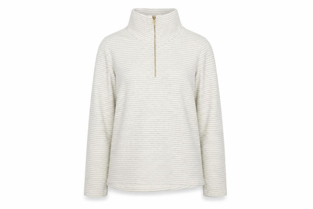 Regatta Womens Ivory Striped Fleece 1/2 Zip Sweatshirt Size 14