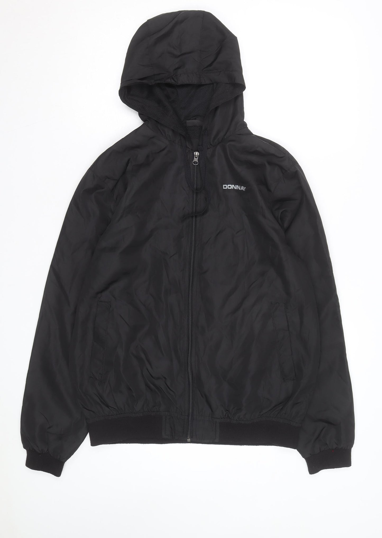 Donnay Men’s Black Hooded Windbreaker Jacket Size S