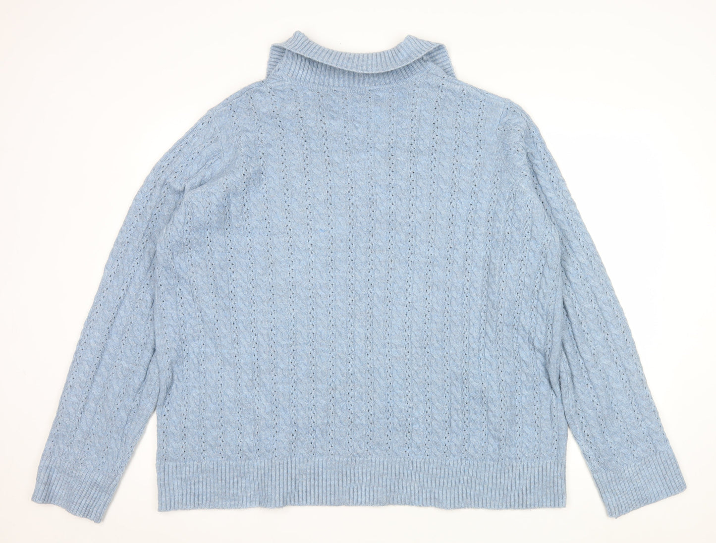 LTS Womens Blue Cable Knit Collared Pullover Jumper Size 22-24
