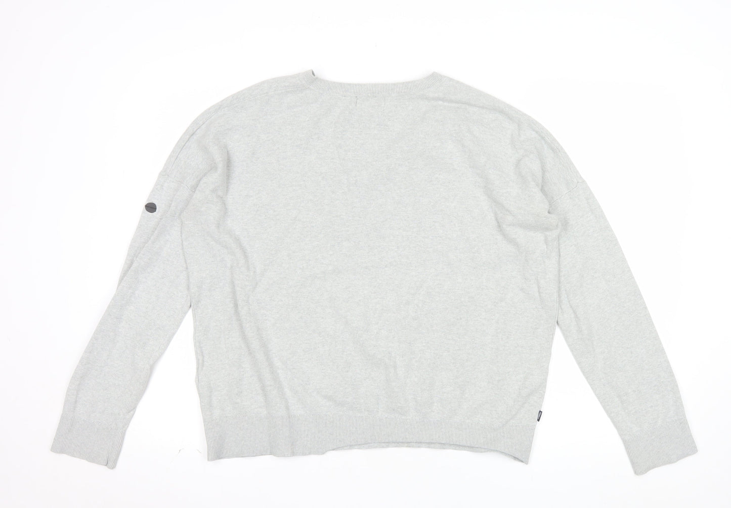 Superdry Womens Grey V-Neck Relaxed Cotton Jumper Size 14