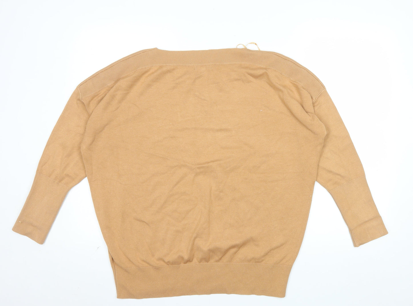Monsoon Women’s Beige Button Shoulder Crew Neck Pullover Jumper Size L