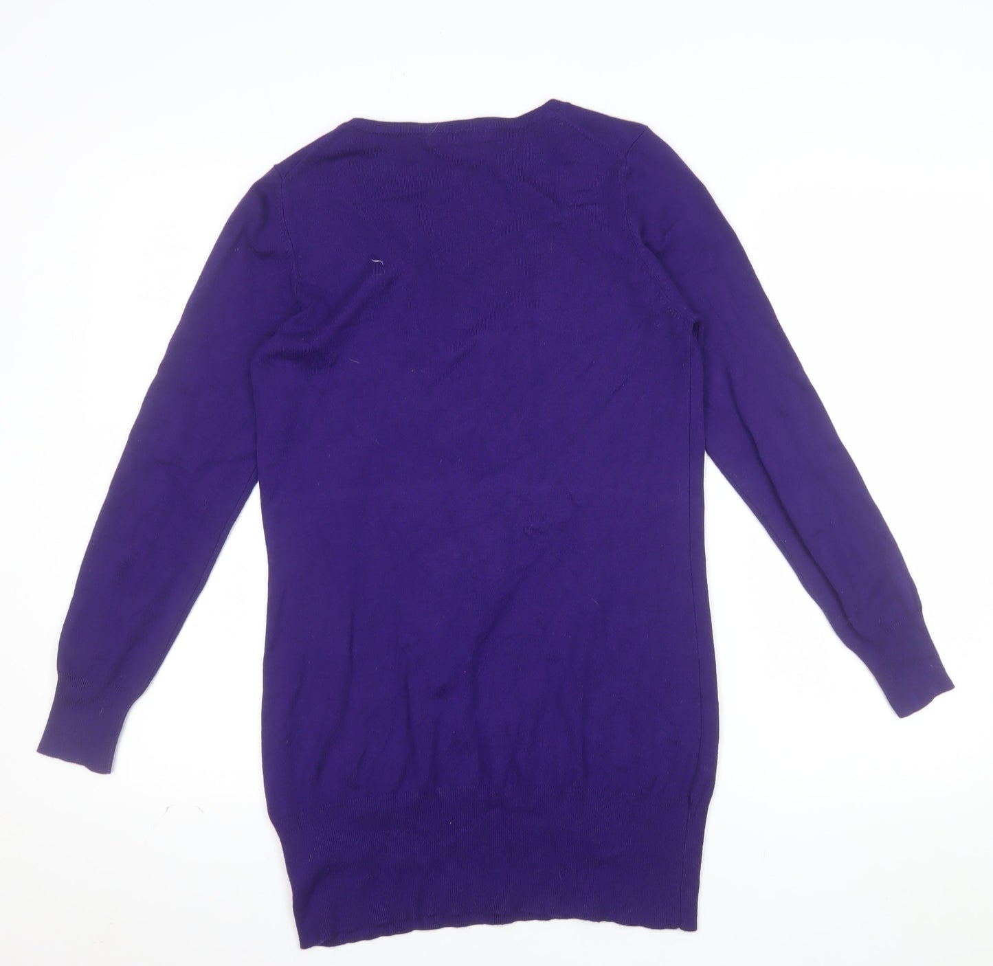Marks and Spencer Women's Bright Purple V-Neck Long Sleeve Tunic Jumper Size 12