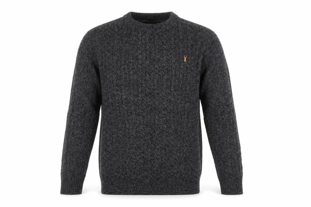 Next Men's Grey Cotton Cable-Knit Crew Neck Jumper L