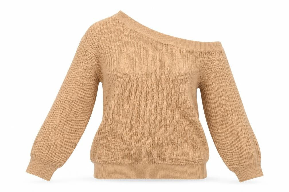 Nasty Gal Women’s Beige Asymmetrical Knit Jumper Size S