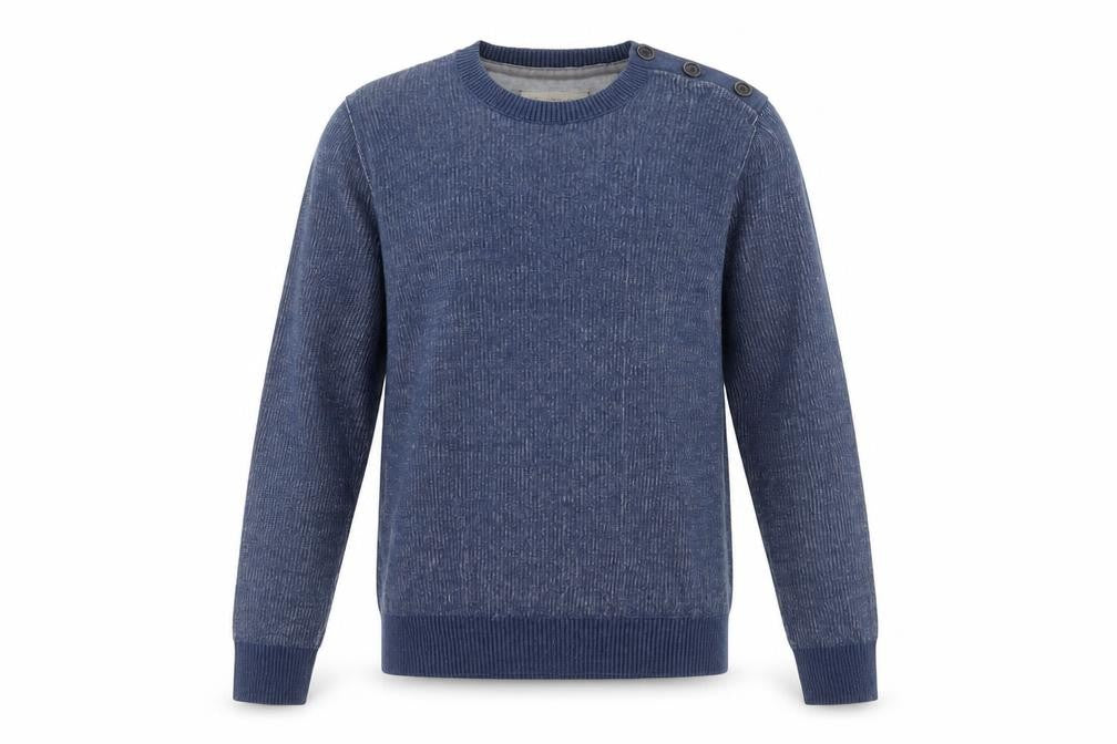 Banana Republic Men’s Blue Cotton Crew Neck Button Jumper Size S