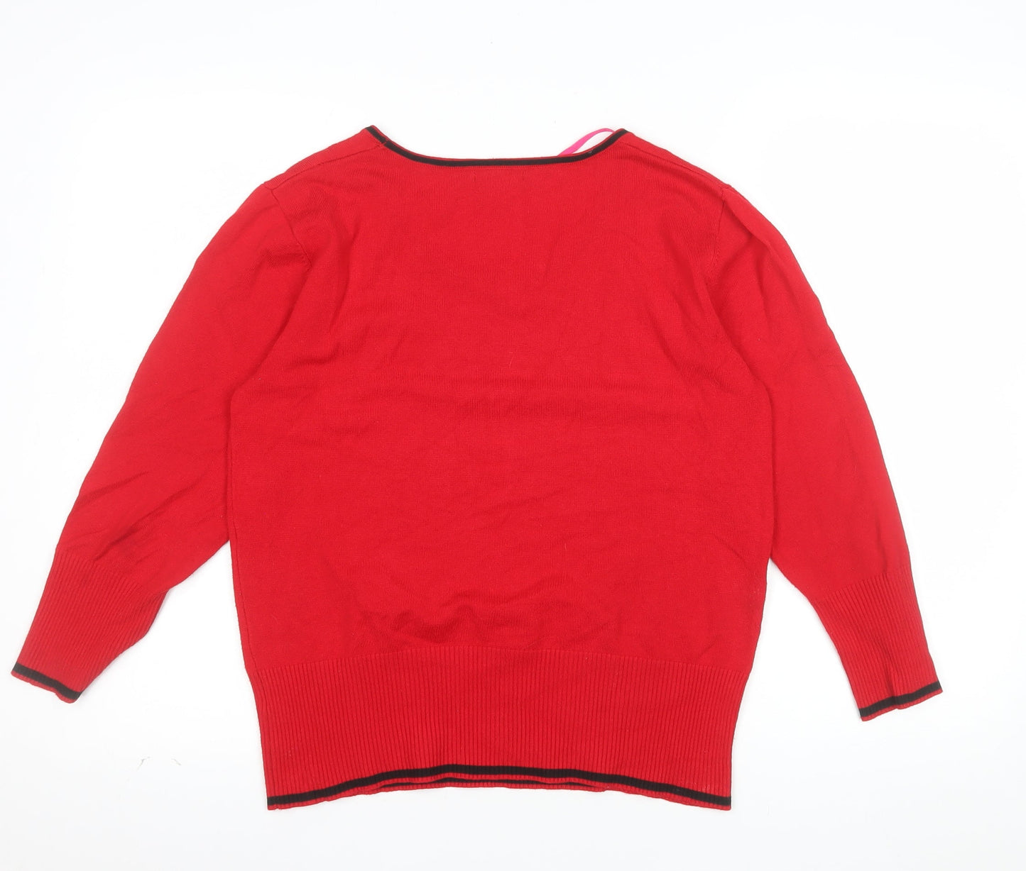 Roman Women's Red Polka Dot Scoop Neck Knit Jumper Size 14