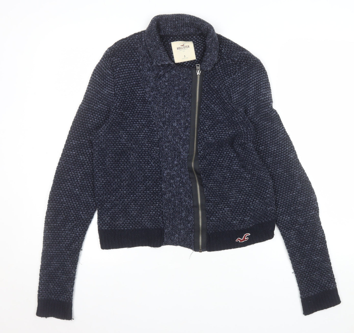 Hollister Womens Blue Full Zip Knit Cardigan Small Classic Fit