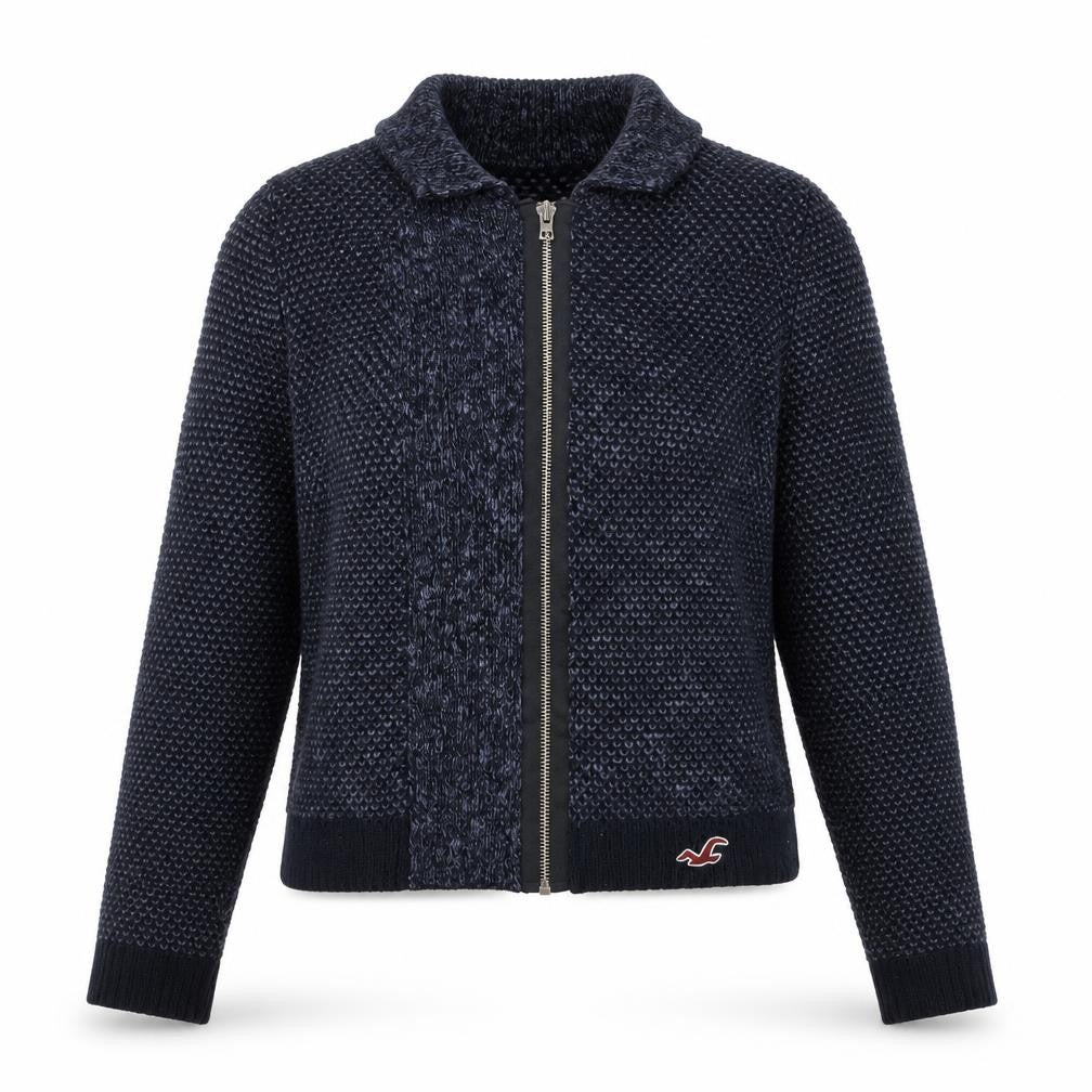 Hollister Womens Blue Full Zip Knit Cardigan Small Classic Fit