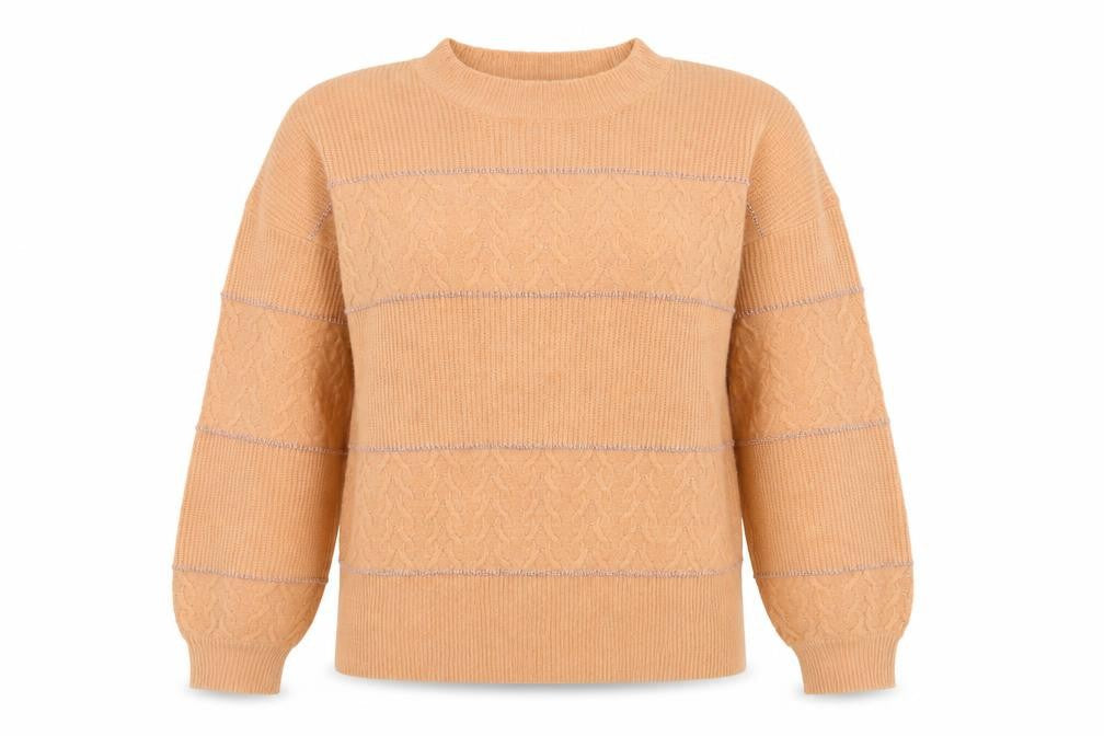 Oasis Women’s Beige Mock Neck Cable-Knit Wool Blend Jumper Size S