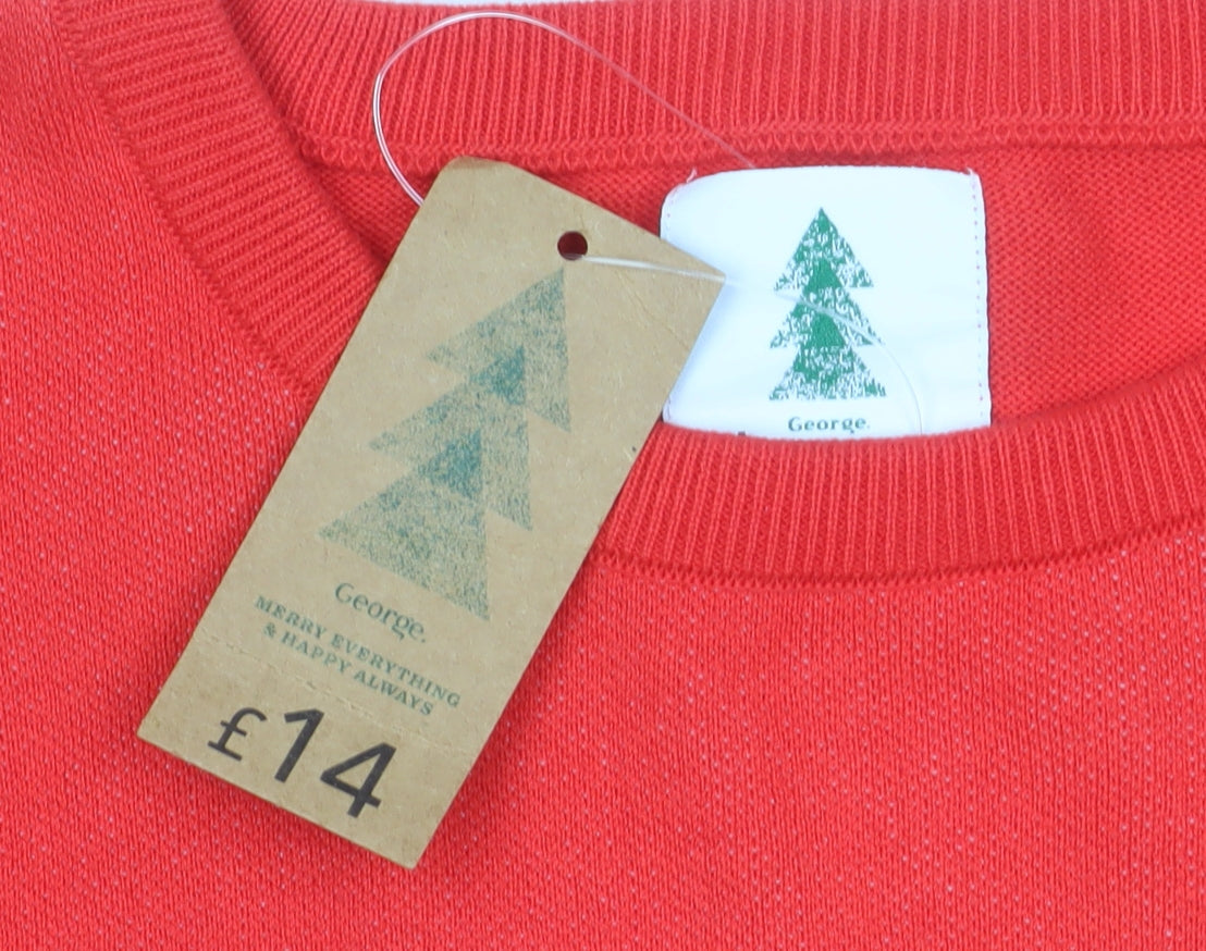 George Men's Red XL Reindeer Christmas Pullover Jumper