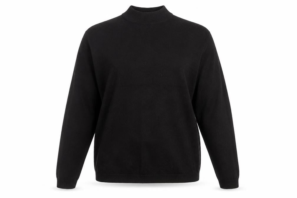 EWM Women Black Wool Mock Neck Long Sleeve Pullover Jumper Size 14-16