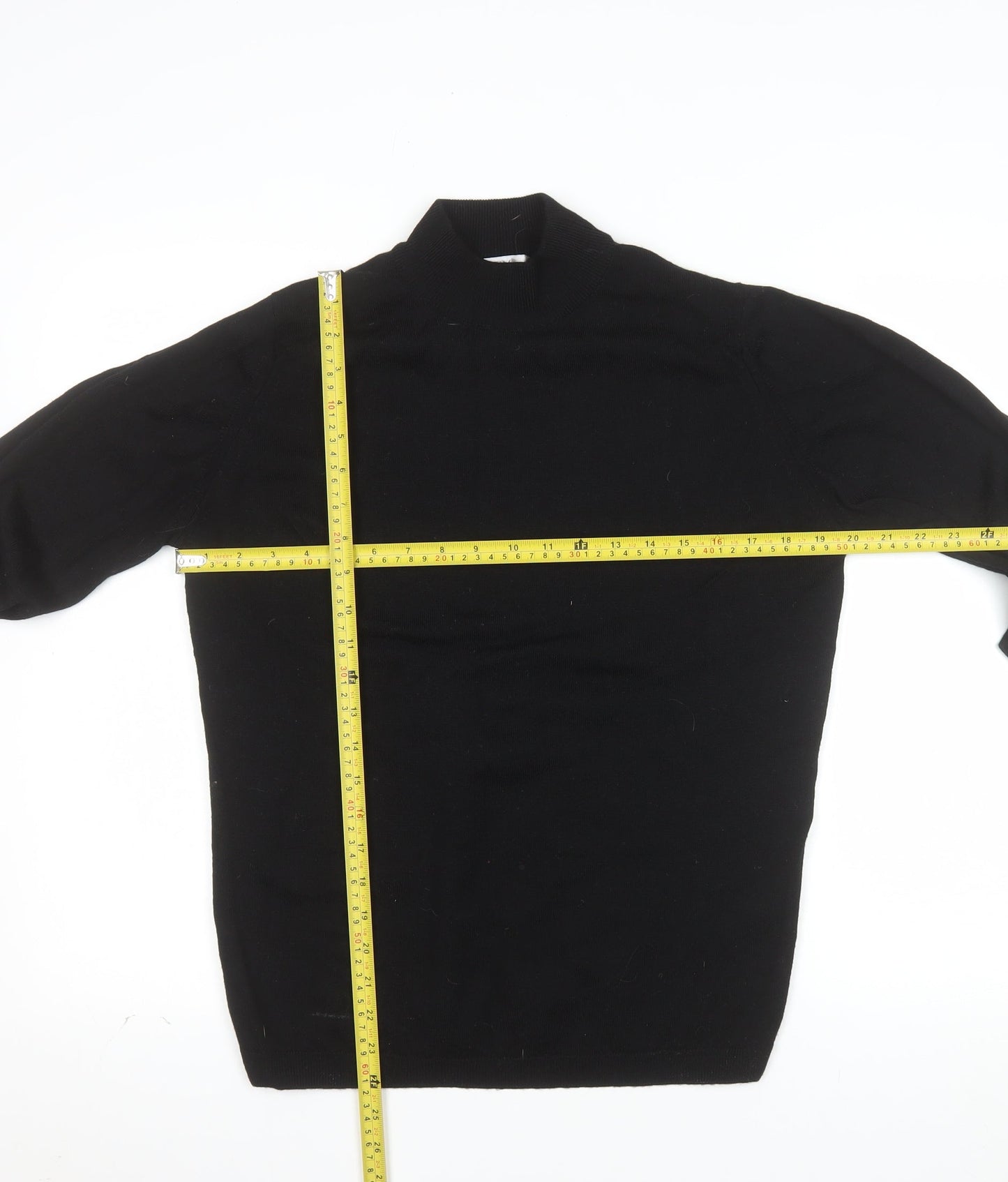 EWM Women Black Wool Mock Neck Long Sleeve Pullover Jumper Size 14-16