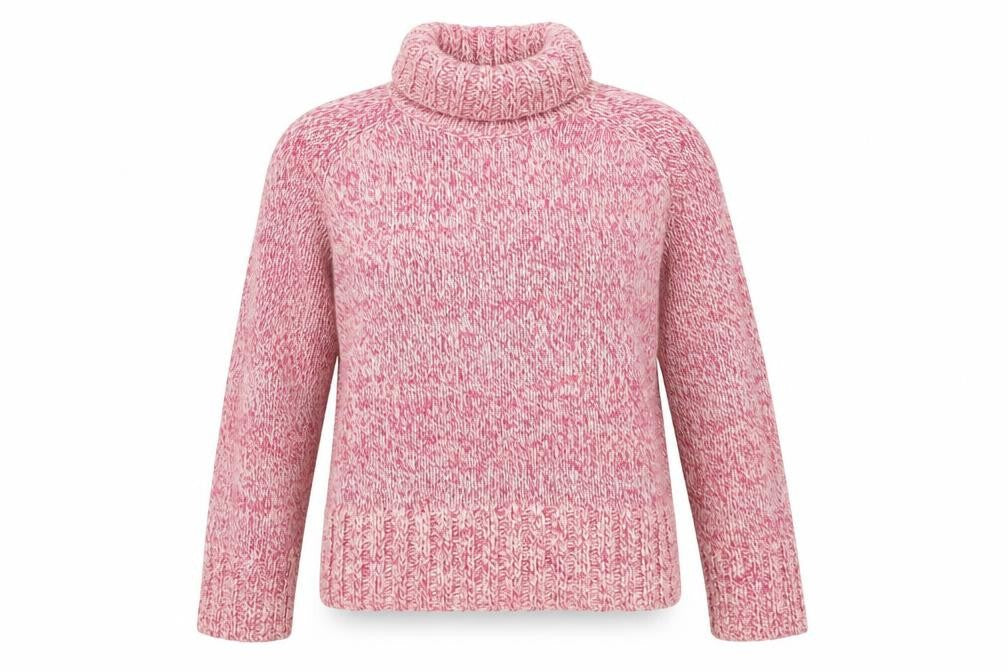 Next Women Pink Roll Neck Chunky Knit Jumper UK 12 Long Sleeve