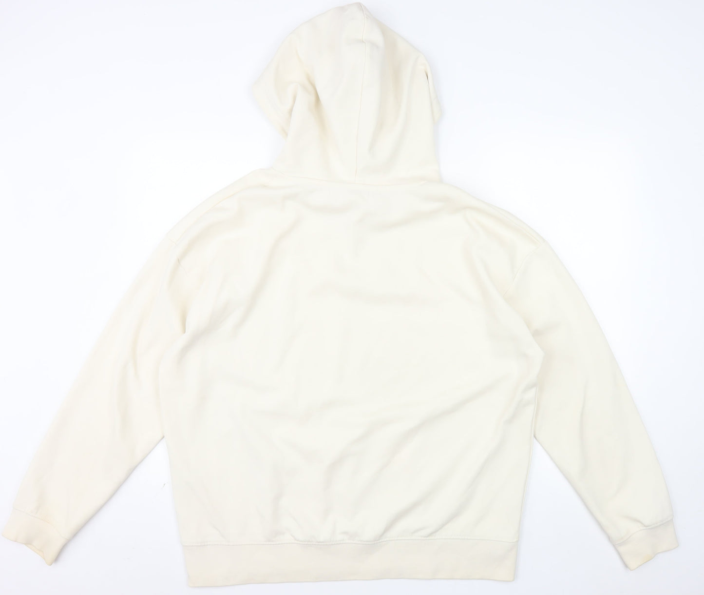 ZARA Womens Beige Pullover Hoodie Size 14 Cotton Blend Casual