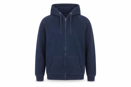 Tu Men Blue Full Zip Hoodie Size S Cotton Blend