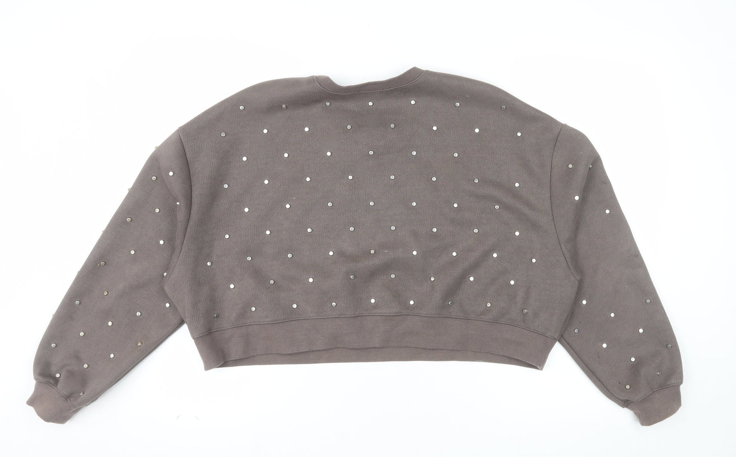 Zara Women Brown Studded Pullover Sweatshirt Size M