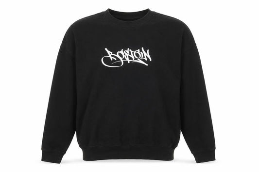 H&M Men's Black Oversized Graffiti Print Boston Sweatshirt Size S