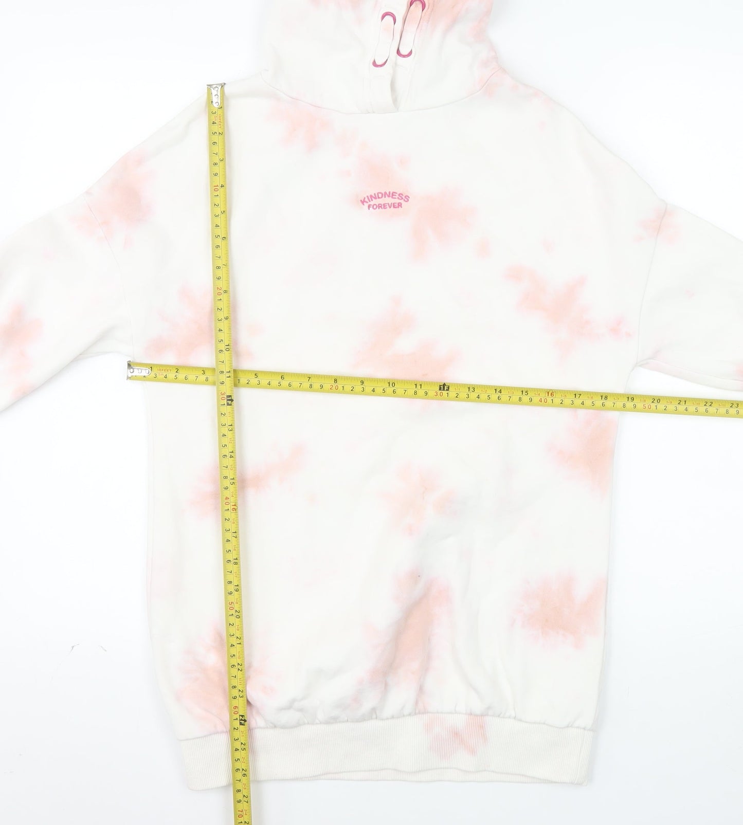 Next Girls Pink Tie Dye Pullover Hoodie 8 Years Regular Fit Fleece