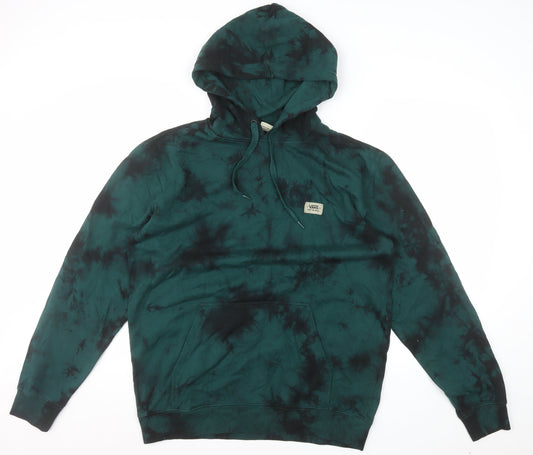 Vans Men’s Green Tie Dye Pullover Hoodie Size L Fleece Regular Fit