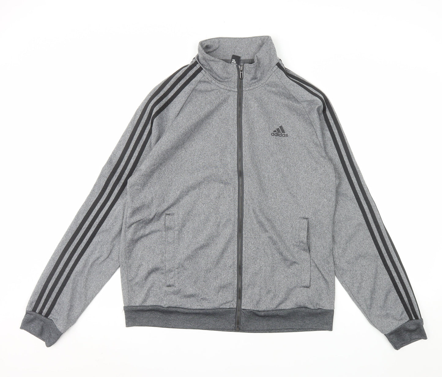 Adidas Men Grey M Track Jacket Full Zip Activewear Polyester