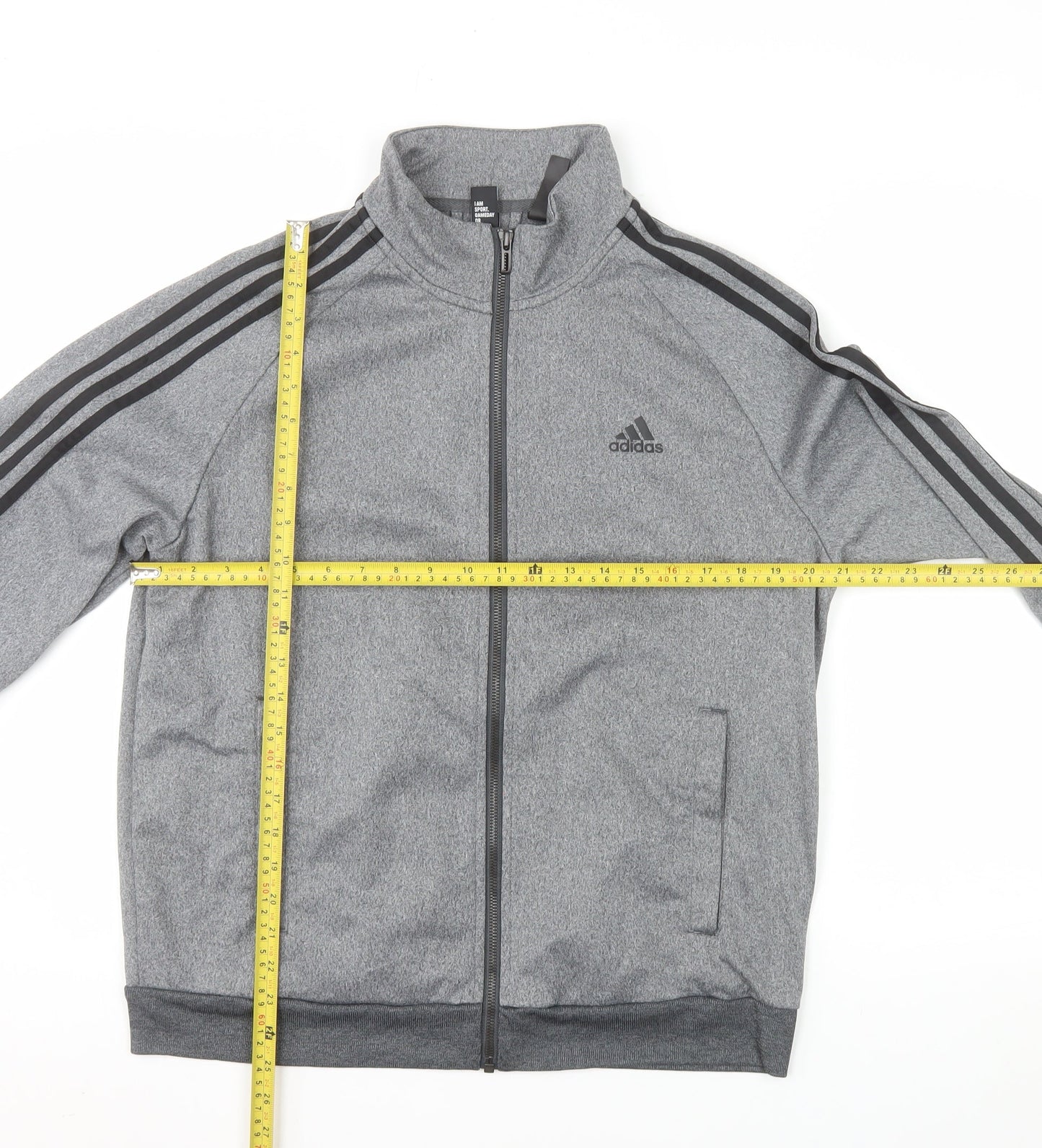 Adidas Men Grey M Track Jacket Full Zip Activewear Polyester