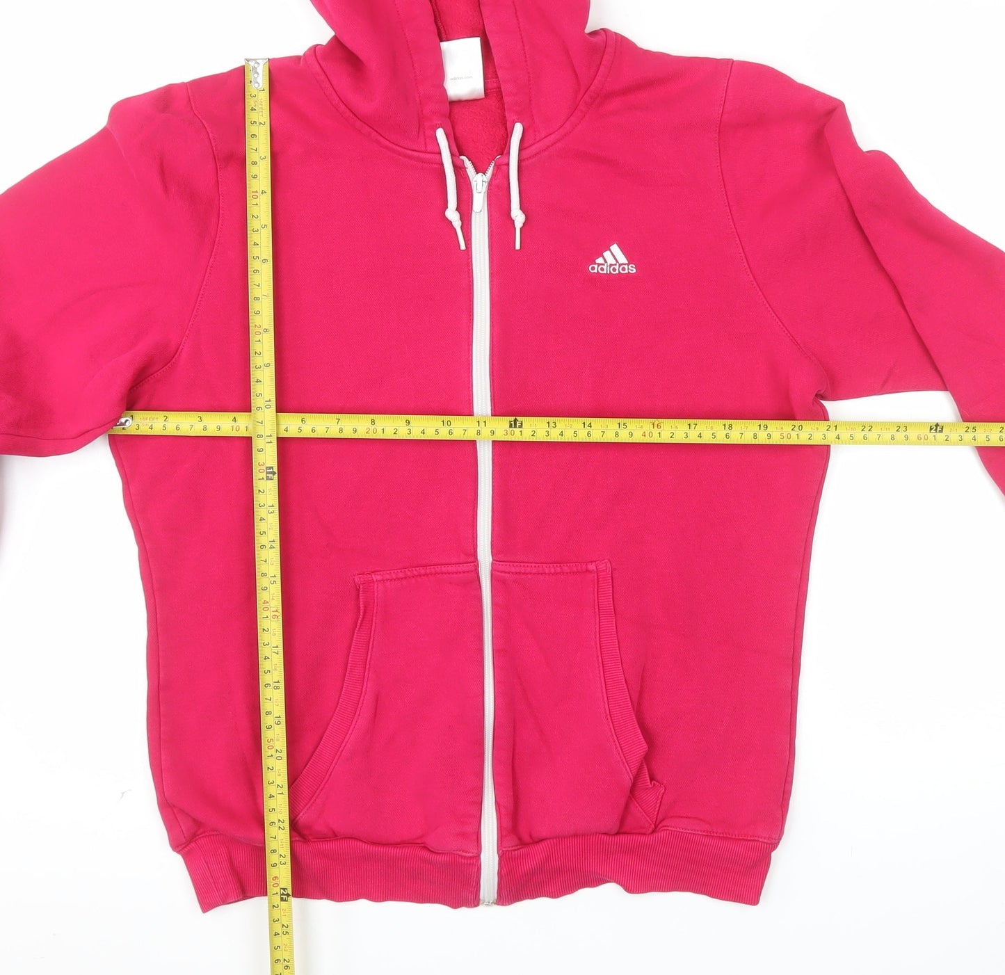 Adidas Women's Pink Full Zip Hoodie Size 18 L Cotton Blend